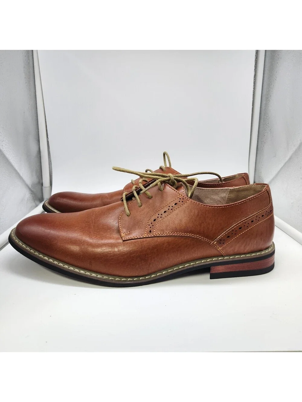 Bruno Marc Princewide-16 Men's 10.5W Brown Leather Derby Oxford Dress Shoes